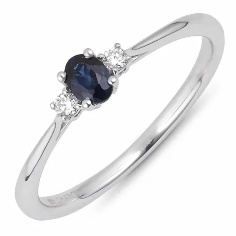 sininen safiiri timanttisormus 14 karaatin valkokultaa 0,05 ct