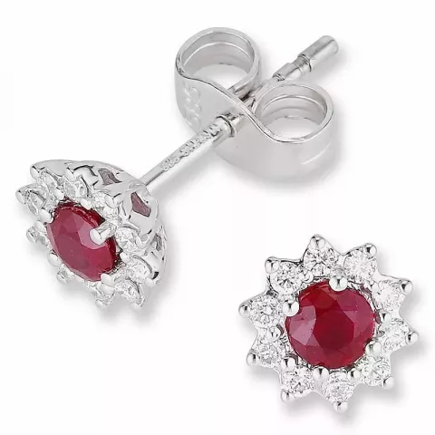 kukka rubiini briljanttikorvakorut 14 karaatin valkokultaa kanssa timantti ja rubiini 