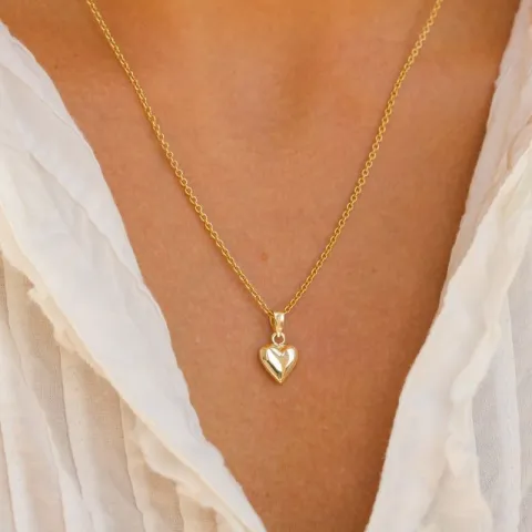 10 x 8,5 mm sydän kaulaketju kullattua hopeaa riipus 8 karaatin kultaa - Amoré