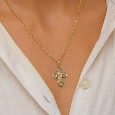 dagmarristi kaulaketju kullattua hopeaa riipus 8 karaatin kultaa - Amoré