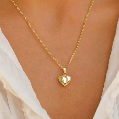 12 x 17 mm sydän kaulaketju kullattua hopeaa riipus 8 karaatin kultaa - Amoré