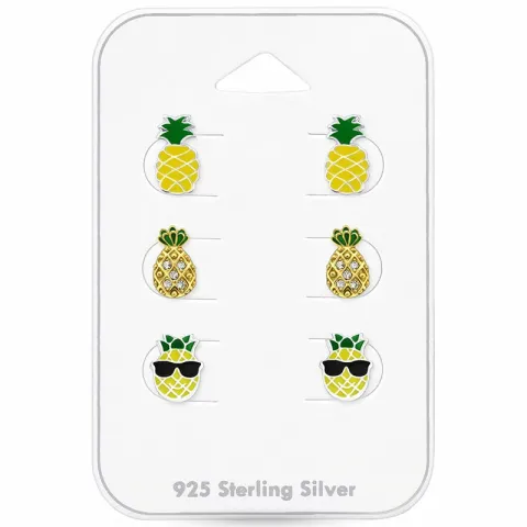 ananas nappikorvakorut hopea kanssa kullattu hopea