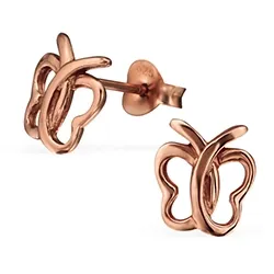 Perhoset korvarenkaat  roosanväristä hopeaa