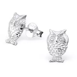 Pöllö nappikorvakorut  hopea