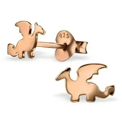 Lohikäärme korvarenkaat  roosanväristä hopeaa