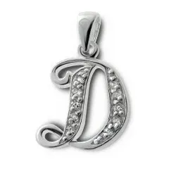 D-kirjain riipus  hopeaa