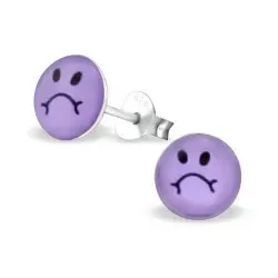 surullinen hymiö korvarenkaat  hopea