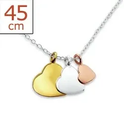 Sydän kaulaketju  hopeaa riipus hopea, kullattu hopea, roosanvärist