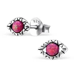Evil eye nappikorvakorut  oksidoitua sterlinghopeaa