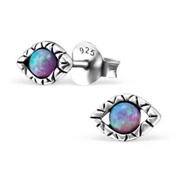 Evil eye korvarenkaat  oksidoitua sterlinghopeaa