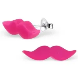 Viikset korvarenkaat  hopea kanssa muovia