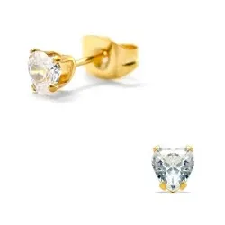 4 mm sydän nappikorvakorut  kullattu teräs