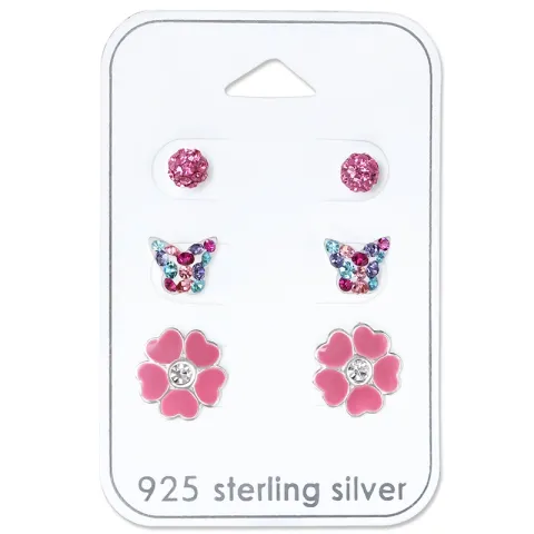 Pinkki korvakorut lapsille  hopea