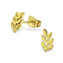 lehti nappikorvakorut  kullattu teräs