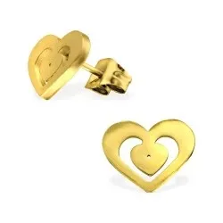 Sydäntä nappikorvakorut  kullattu teräs