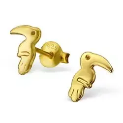 Pelikaani korvarenkaat kullattua hopeaa