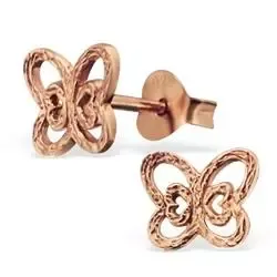 Perhoset korvarenkaat  roosanväristä hopeaa