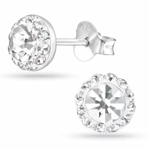 8 mm kristalli nappikorvakorut  hopea