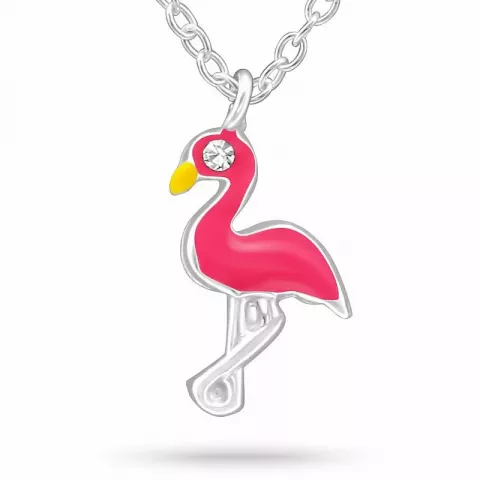 Flamingo kristalli kaulaketju  hopeaa riipus hopea