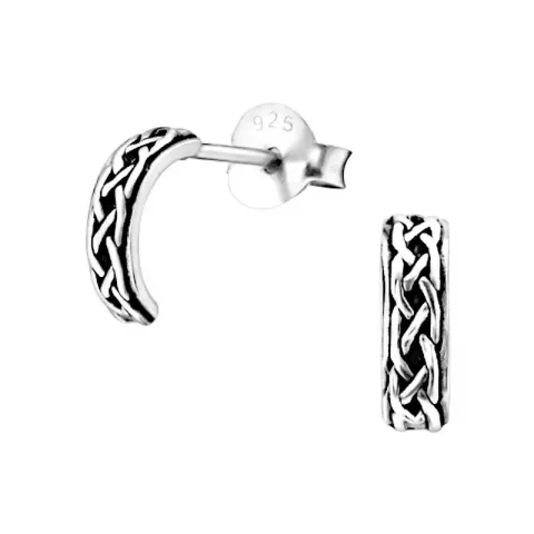 kelttiläinen rengaskorvakorut  musta rodinoitu hopea