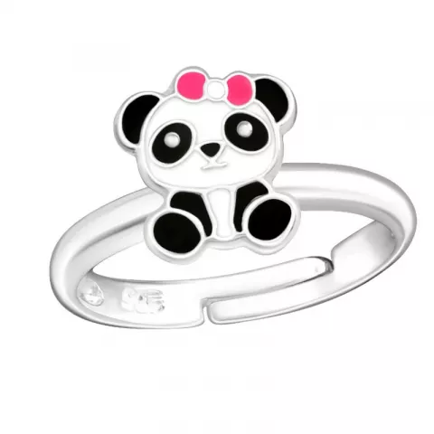 panda lasten sormus hopea