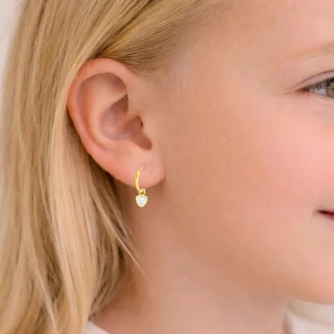 12 mm sydän zirkoni rengas  kullattua hopeaa - Little Ones