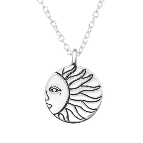 aurinko kaulaketju, jossa on riipus hopeaa