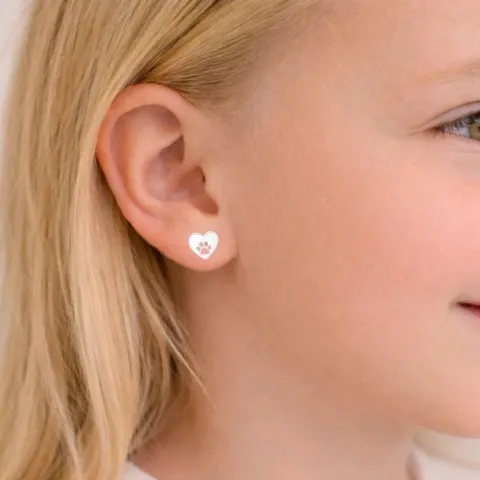 sydän tassu korvarenkaat  hopea - Little Ones