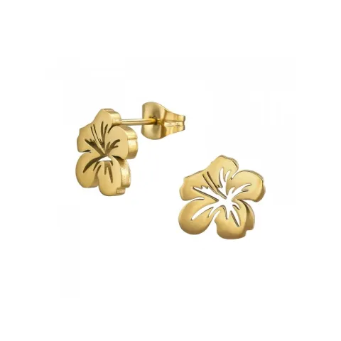 kukka korvarenkaat  kullattu teräs