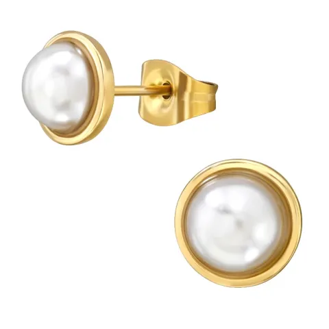 8 mm helmi nappikorvakorut  kullattu teräs