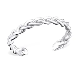 Punottu varvassormus hopeaa