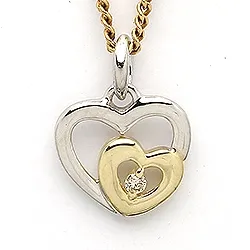 sydänriipus 8 karaatti kulta ja valkokultaa 0,02 ct