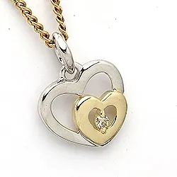 sydänriipus 8 karaatti kulta ja valkokultaa 0,02 ct