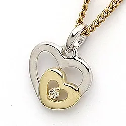 sydänriipus 8 karaatti kulta ja valkokultaa 0,02 ct