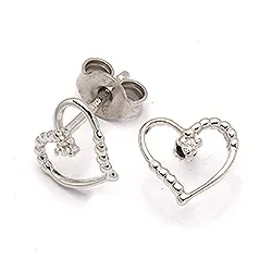 Sydän nappikorvakorut 8 karaatin valkokultaa kanssa zirkonia