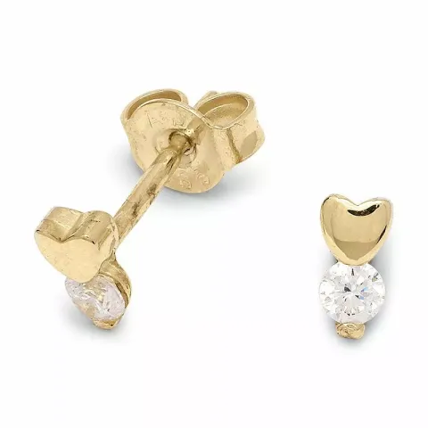 Pieniä sydän nappikorvakorut 14 karaatin kultaa kanssa zirkonia