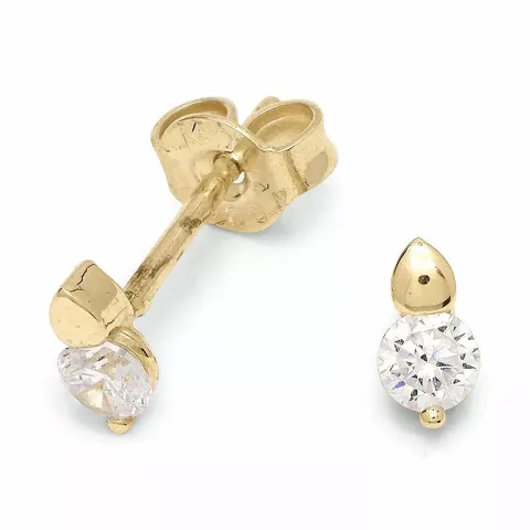 Pieniä nappikorvakorut 14 karaatin kultaa kanssa zirkonia