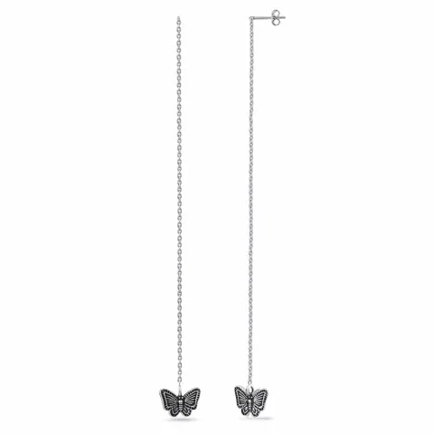 pitkät perhoset ketjukorvakorut  hopea