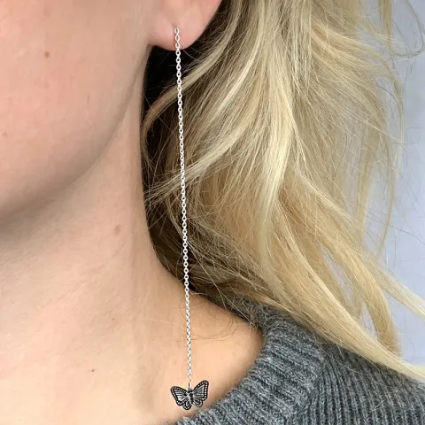 pitkät perhoset ketjukorvakorut  hopea