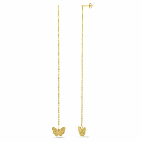 pitkät perhoset ketjukorvakorut  kullattu hopea