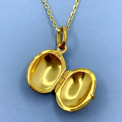 13 x 22,5 mm ovaali medaljonki kullattua hopeaa