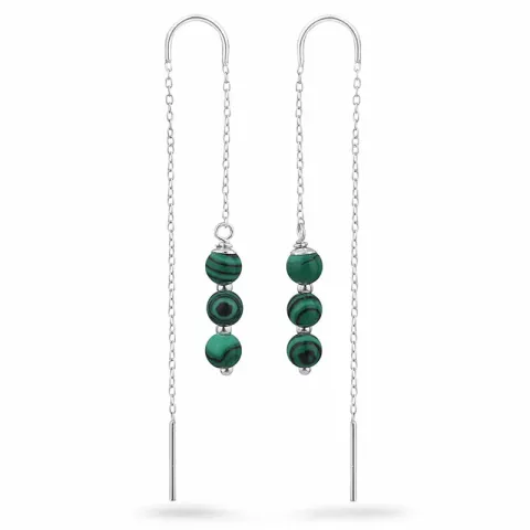 malakiitti ketjukorvakorut  hopea - Loom Stones