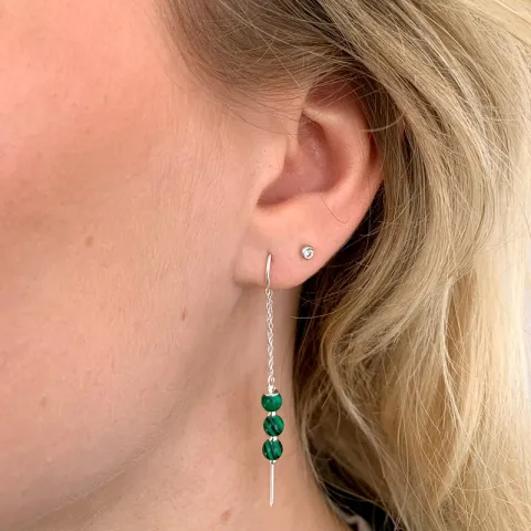 malakiitti ketjukorvakorut  hopea - Loom Stones