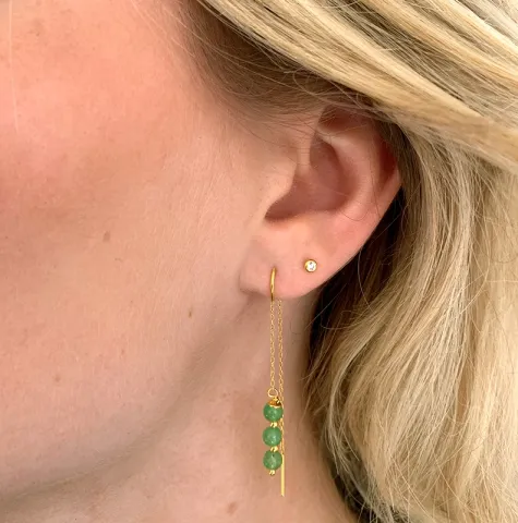 jadekivi ketjukorvakorut  kullattu hopea - Loom Stones