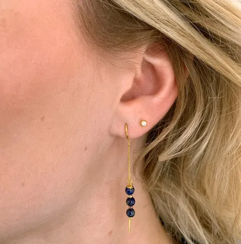 Lapislatsuli ketjukorvakorut  kullattu hopea - Loom Stones