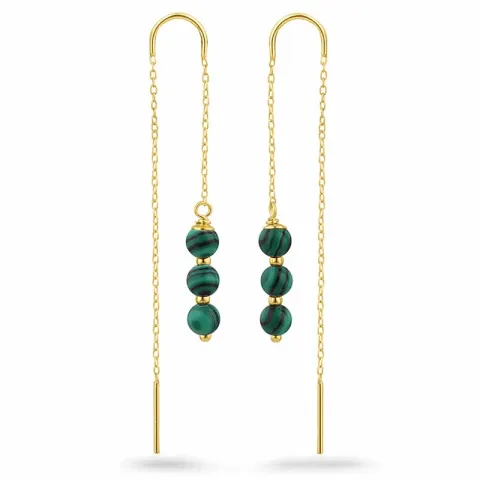 malakiitti ketjukorvakorut  kullattu hopea - Loom Stones