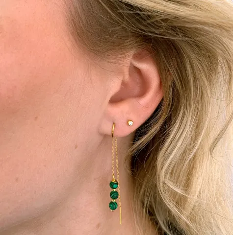 malakiitti ketjukorvakorut  kullattu hopea - Loom Stones