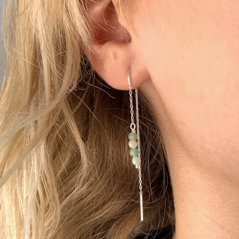 amatsoniitti ketjukorvakorut  hopea - Loom Stones