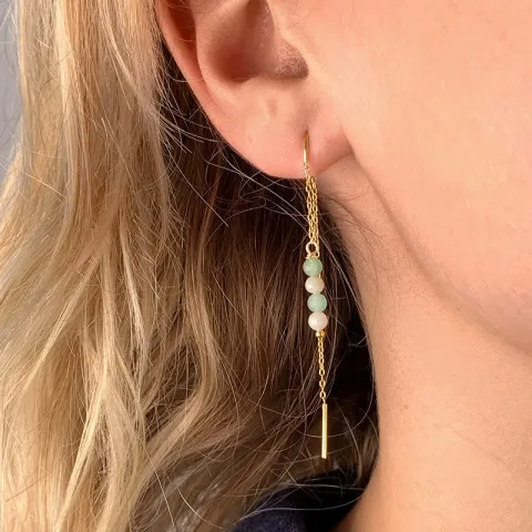 amatsoniitti ketjukorvakorut  kullattu hopea - Loom Stones