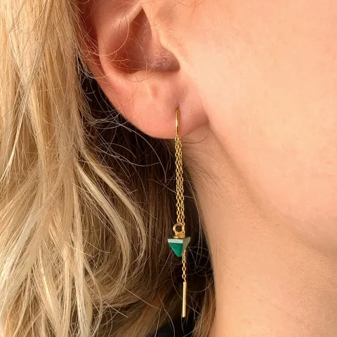 malakiitti ketjukorvakorut  kullattu hopea - Loom Stones